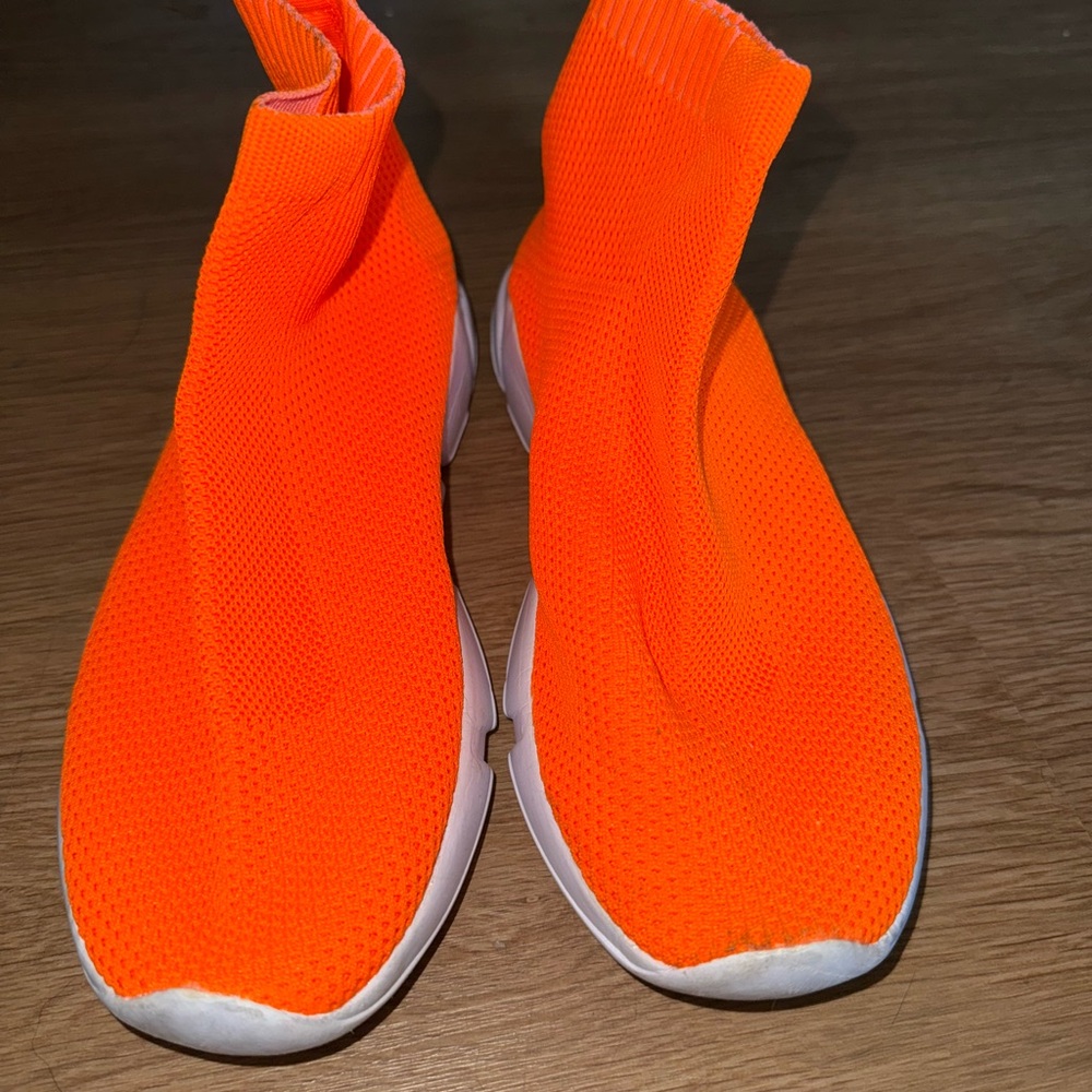 Bright Orange Knit Sock Sneakers